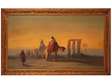 ANTIQUE FRENCH ORIENTAL OIL PAINTING BY H. DE SAUVAN