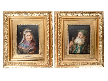 PAIR OF ANTIQUE GERMAN PORTRAIT PAINTINGS