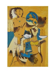 AFTER MF HUSAIN INDIAN HINDU OIL PAINTING