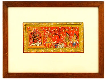 ANTIQUE INDIAN KALI MIXED MEDIA MINIATURE PAINTING