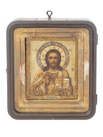 ANTIQUE RUSSIAN ORTHODOX ICON CHRIST PANTOCRATOR