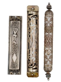 VINTAGE STERLING SILVER OPENWORK FILIGREE MEZUZAHS