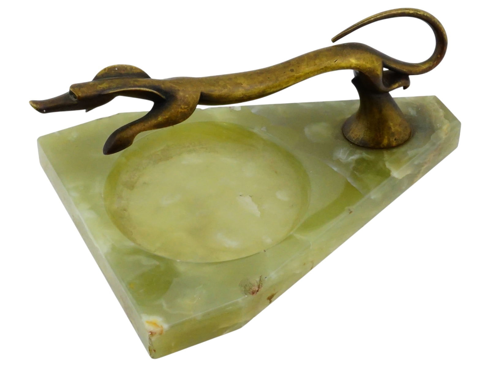 ANTIQUE ART DECO VIENNA BRONZE GREEN ONYX VIDE POCHE (1 of 11)