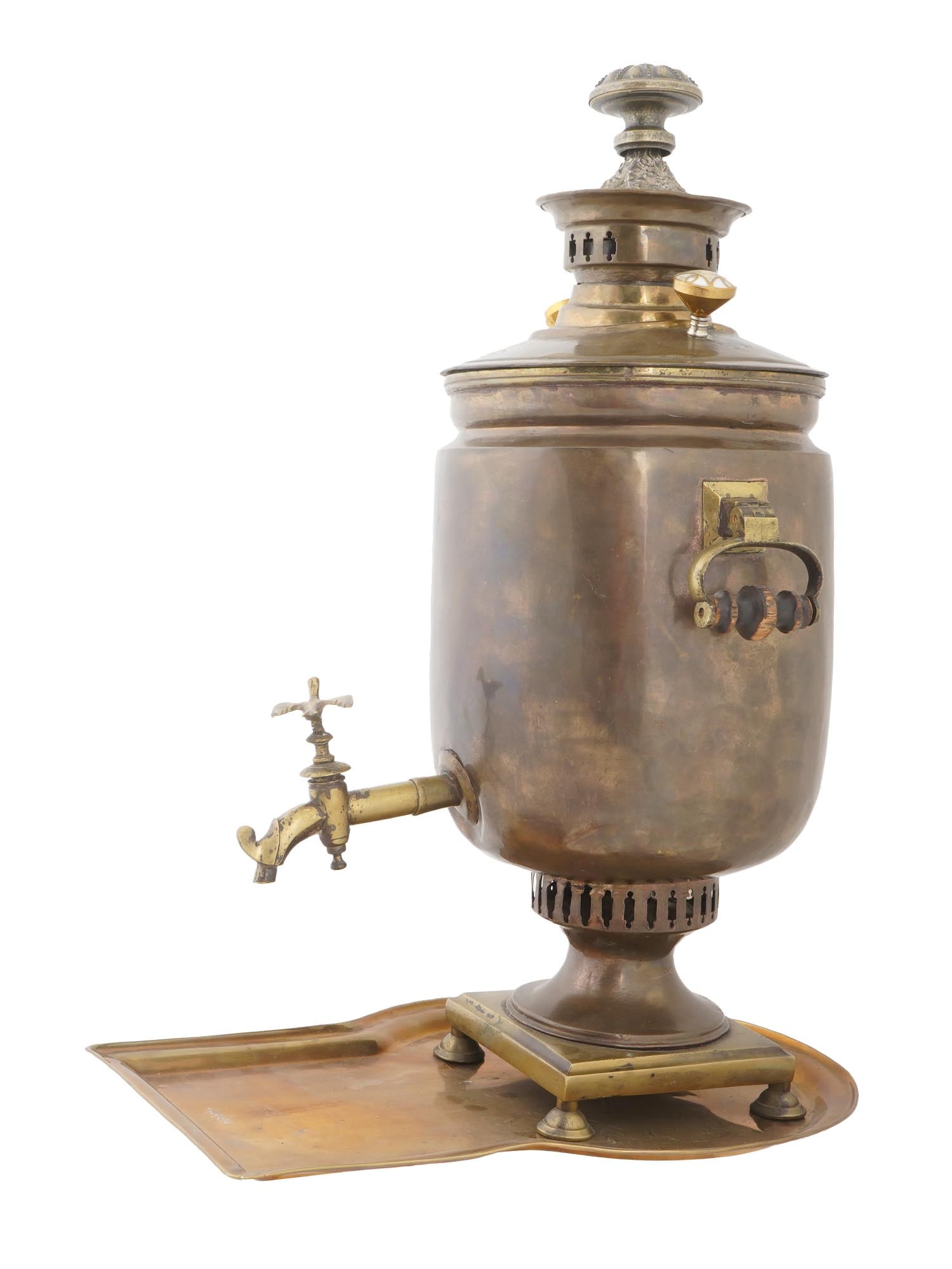 ANTIQUE RUSSIAN TULA BRASS SAMOVAR WITH STAND (1 of 11)