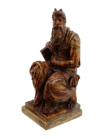 ANTIQUE ALABASTER MOSES SCULPTURE AFTER MICHELANGELO