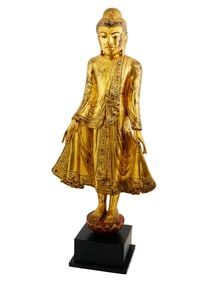 ANTIQUE 19TH C BURMA MANDALAY BUDDHA STATUE WITH COA