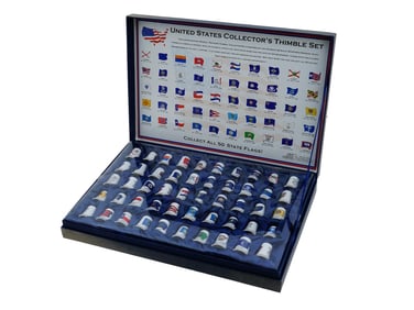 US COLLECTORS FIFTY PORCELAIN THIMBLE FULL SET IOB