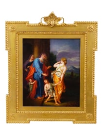 LARGE ANTIQUE HAGAR AND ISHMAEL PORCELAIN PLAQUE BY KPM