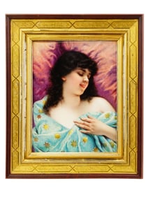 ANTIQUE GERMAN KPM HAND PAINTED PORCELAIN PLAQUE