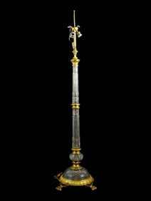 FRENCH BACCARAT GILT BRONZE AND CRYSTAL FLOOR LAMP