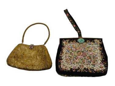 LOT OF VINTAGE PETIT POINT AND BEADWORK HANDBAGS