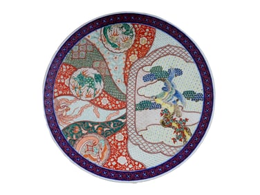 LARGE ANTIQUE JAPANESE IMARI PORCELAIN CHARGER PLATE