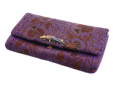 ANTIQUE JAPANESE MEIJI PERIOD LEATHER TOBACCO POUCH