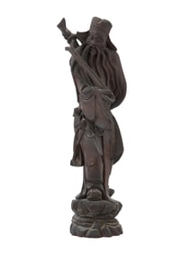 CHINESE HAND CARVED WOODEN SCULPTURE OF SHOU XING