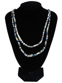 TWO ANCIENT ROMAN GLASS BEAD NECKLACES 100 TO 300 AD
