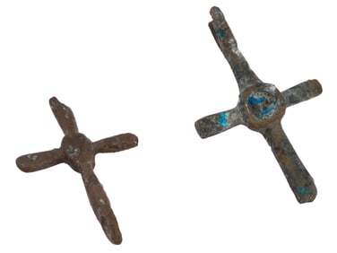 ANCIENT BYZANTINE EMPIRE BRONZE CROSS PENDANTS