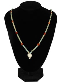 ANCIENT EGYPTIAN FAIENCE CARNELIAN AND AGATE NECKLACE