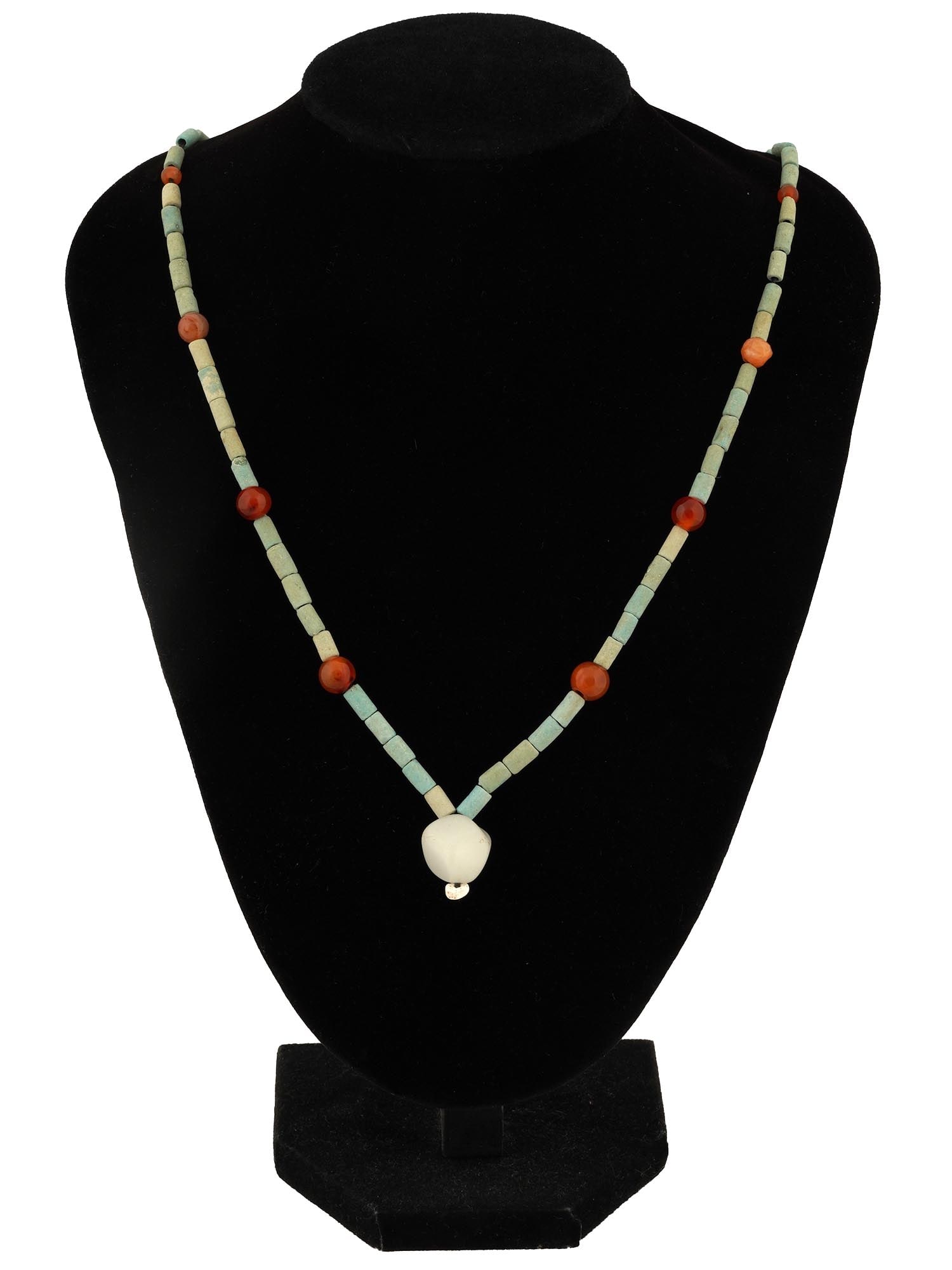 ANCIENT EGYPTIAN FAIENCE CARNELIAN AND AGATE NECKLACE (1 of 3)