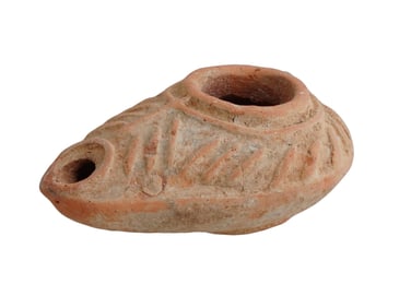 ANCIENT ROMAN JUDAICA UNGLAZED CERAMIC OIL LAMP