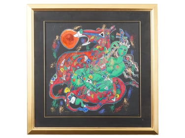 CHINESE COLOR LITHOGRAPH SIGNED TIEFENG JIANG