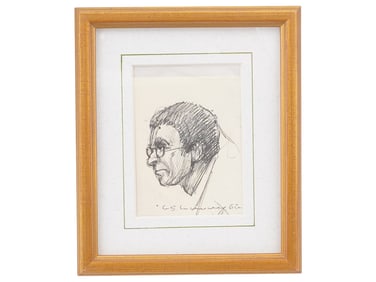 L.S. LOWRY BRITISH MALE PORTRAIT INK DRAWING