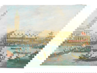 SIGNED FRANCESCO GUARDI VENETIAN VIEW OIL PAINTING