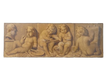 PIAT JOSEPH SAUVAGE MANNER CHERUBS OIL PAINTING