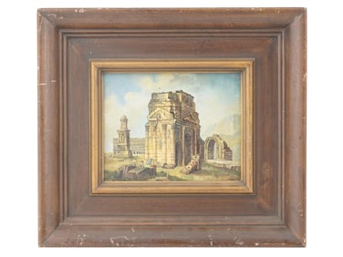 EUROPEAN SCHOOL TRIUMPHAL ARCH OIL PAINTING FRAMED