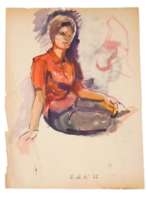 ATTRIBUTED TO ELAINE DE KOONING WATERCOLOR PAINTING