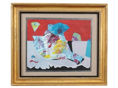 EVGENY ESAULENKO RUSSIAN MIXED MEDIA PAINTING OF FISH