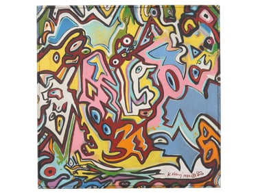 AMERICAN KEITH HARING OIL ABSTRACT PAINTING