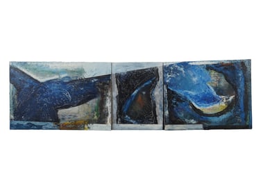 OIL ABSTRACT TRIPTYCH PAINTING BY BESSO BAKRADZE