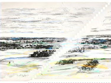 1939 RUSSIAN RURAL PAINTING BY GEORGII VEREISKII