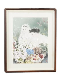 VINTAGE JAPANESE WATERCOLOR GENRE PAINTING