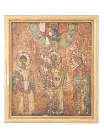 ANTIQUE RUSSIAN ORTHODOX ICON THREE CHOSEN SAINTS