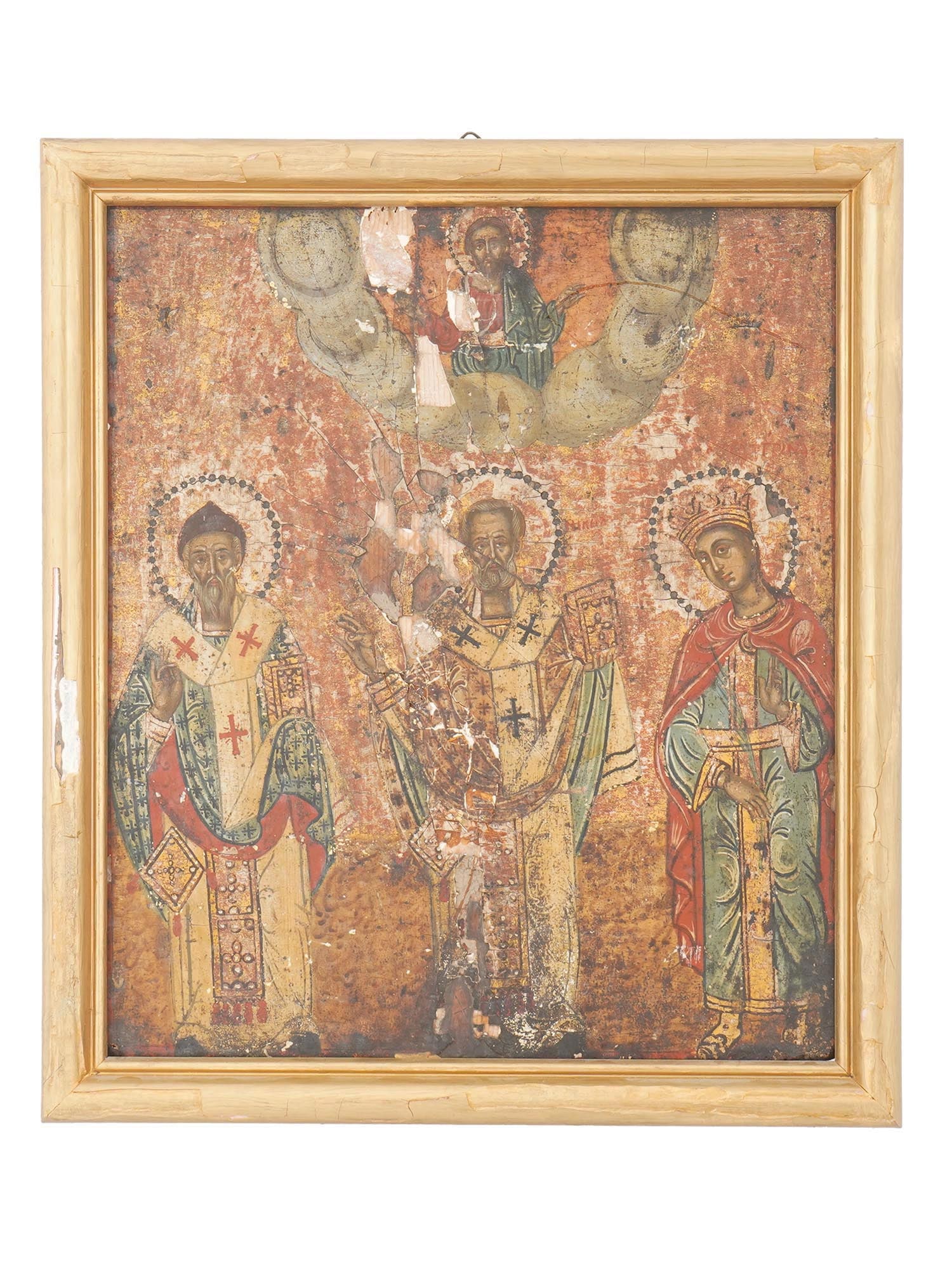 ANTIQUE RUSSIAN ORTHODOX ICON THREE CHOSEN SAINTS (1 of 8)