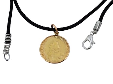 1756 IMPERIAL RUSSIAN TWO RUBLES GOLD COIN PENDANT