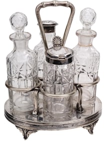 ANTIQUE ENGLISH RICHARDSON SILVER PLATED CRUET SET