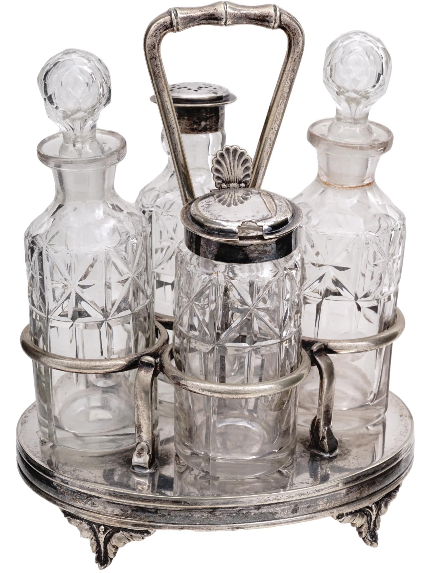 ANTIQUE ENGLISH RICHARDSON SILVER PLATED CRUET SET (1 of 10)