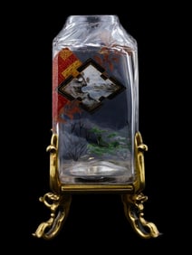 ANTIQUE FRENCH LESCALIER DE CRISTAL VASE ON BRONZE STAND