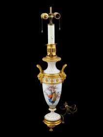 FRENCH SEVRES STYLE BRONZE MOUNTED PORCELAIN LAMP