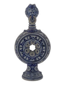 ANTIQUE WESTERWALD BLUE AND GREY CERAMIC RING JUG