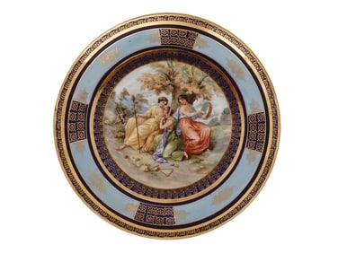 NEO CLASSICAL PORCELAIN PLATE WITH THREE NYMPHS