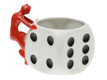 GERMAN PORCELAIN ROYAL BAYREUTH DEVIL DICE DEMITASSE CUP