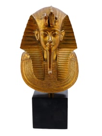 VINTAGE COPY GILT BRONZE MASK TUTANKHAMUN SCULPTURE