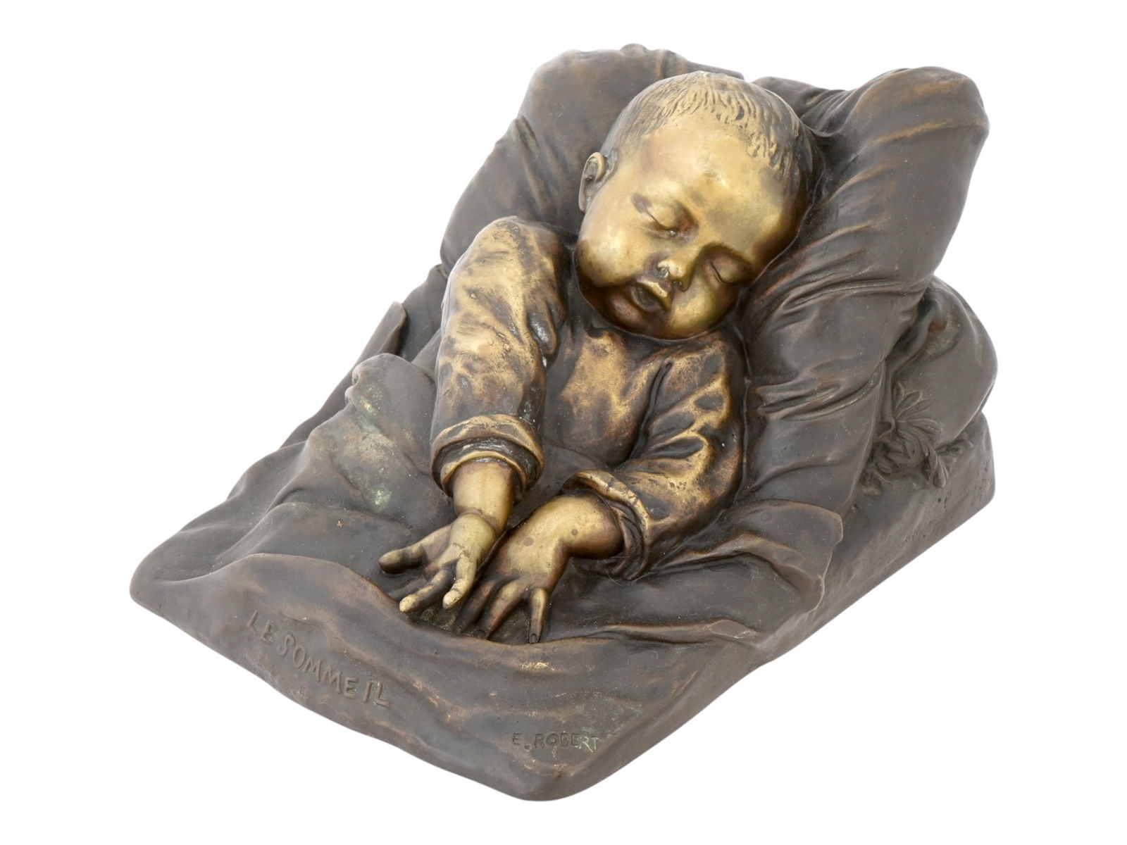 ELOI ROBERT FRENCH SCULPTURE LE SOMMEIL SLEEPING CHILD (1 of 8)