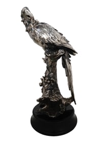 ANTIQUE SILVER PLATED CABINET FIGURE OF PARROT