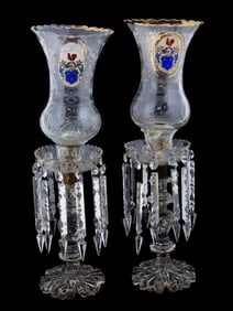 PAIR OF BOHEMIAN GLASS LUSTERS MADE FOR PERSIAN MARKET