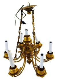 ANTIQUE GILT BRONZE FIVE ARM LIGHT CHANDELIER