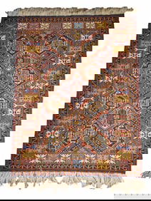 VINTAGE CAUCASIAN HAND KNOTTED WOOL AREA RUG